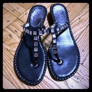Cole Haan studded black leather sandal size 6